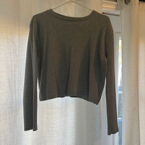 Waffle print cropped long sleeve